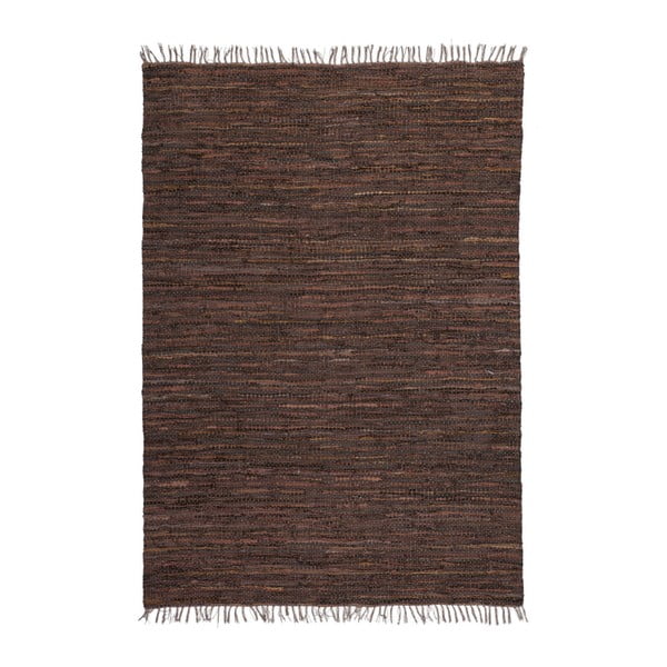 Hnědý kožený koberec Kayoom Rajpur, 150x210cm