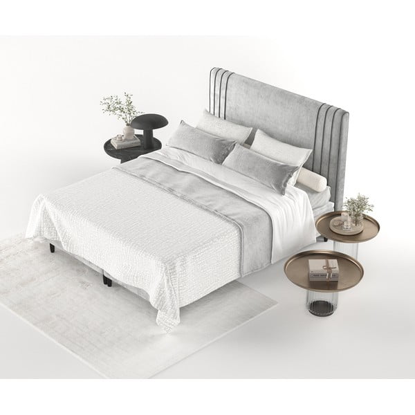 Сиво тапицирано двойно легло с място за съхранение 140x200 cm Musca – Maison de Rêve-image-4