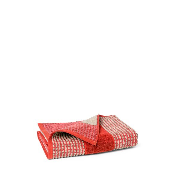 Червена хавлиена кърпа от органичен памук от тери 70x140 cm Check – JUNA-image-2