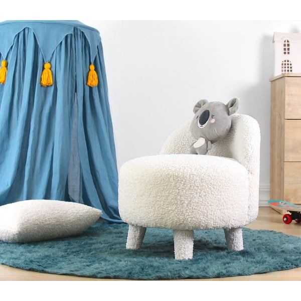 Бял детски фотьойл от плат букле Moouv – Artie-image-1