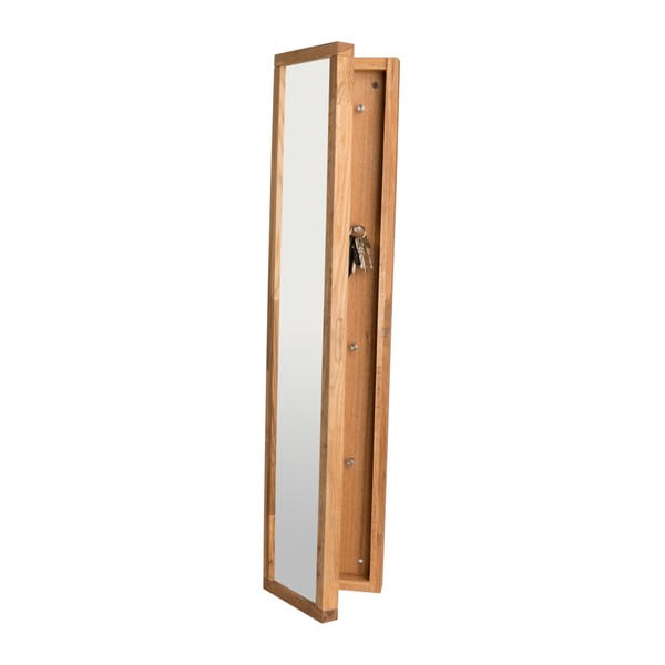 Естествен дъбов шкаф за ключове с огледало Sol Confetti - Rowico
