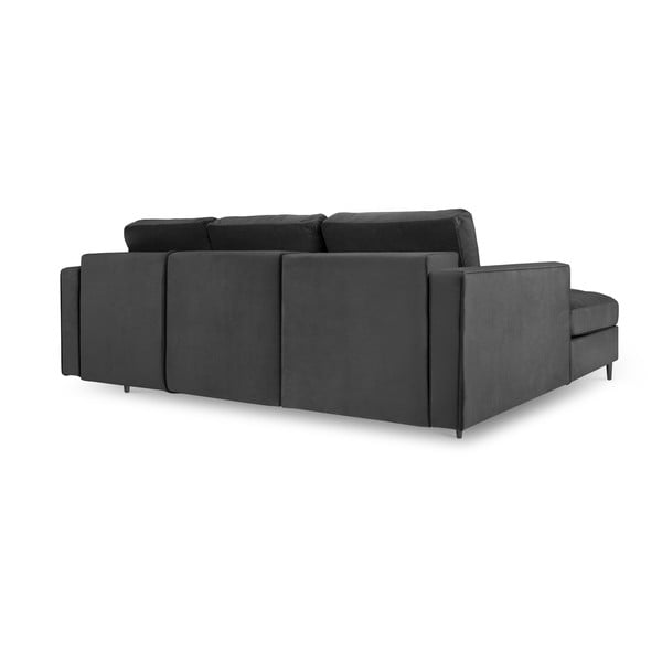 Тъмно сиво кадифено ъглово канапе , ляв ъгъл Santo - Milo Casa-image-3