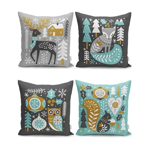 Калъфки за възглавници в комплект 4 бр. с коледни мотиви 43x43 cm Merry Christmas – Mila Home