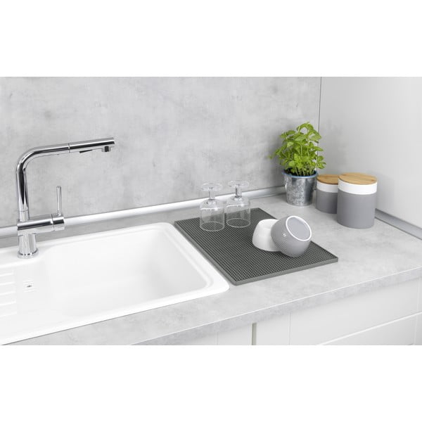 Сива гумена тавичка за оттичане за съдовете 40x30 cm Maxi – Wenko-image-1