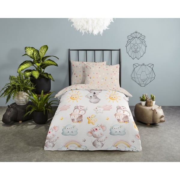 Кафяво-бежово памучно детско спално бельо за детско креватче 100x135 cm Hugs – Good Morning-image-1