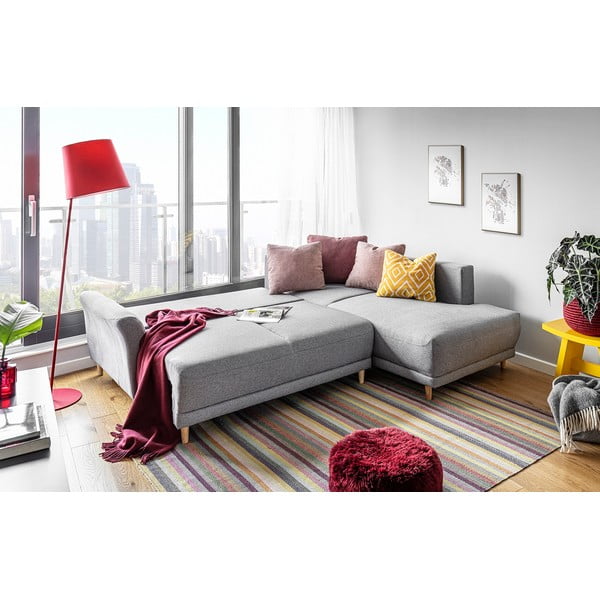 Светлосив ъглов разтегателен диван, десен ъгъл Lovely Annie - Miuform-image-3