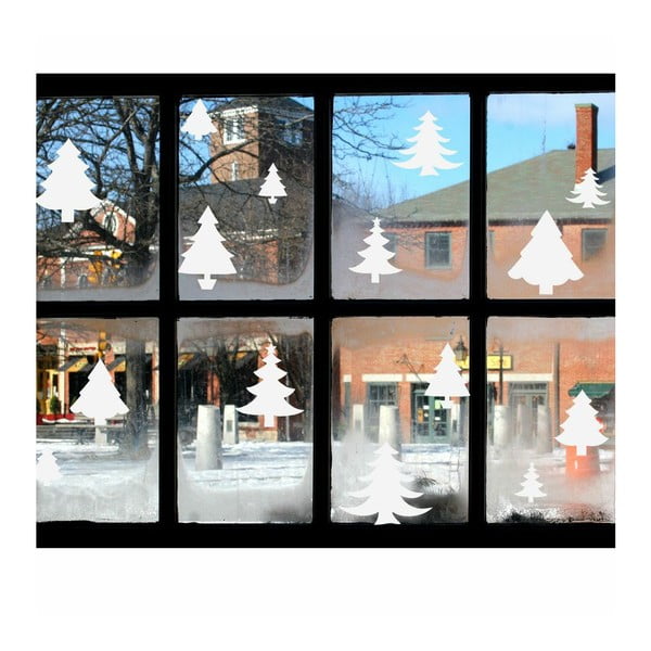 Elektrostatická vánoční samolepka Ambiance Bright White Christmas Trees