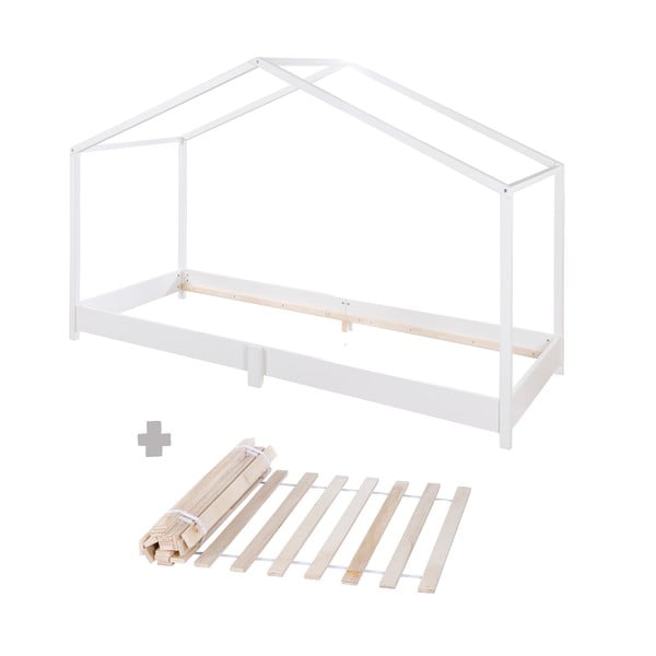 Бяло детско легло тип къща 90x200 cm Montessori – Roba-image-4