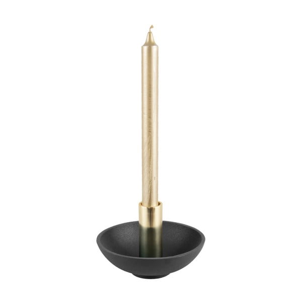 Черен свещник със златни детайли Nimble, височина 9,5 cm - PT LIVING
