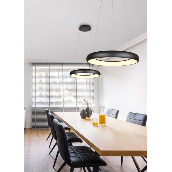 Матово черно LED затъмняващо се висящо осветително тяло с метален абажур ø 62 cm Cardona – Trio-image-2