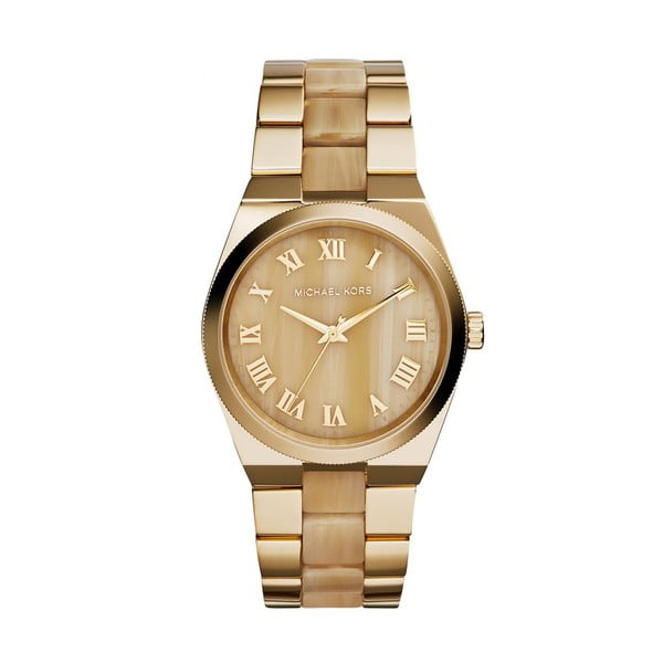 Дамски златен часовник с дървесен ефект - Michael Kors