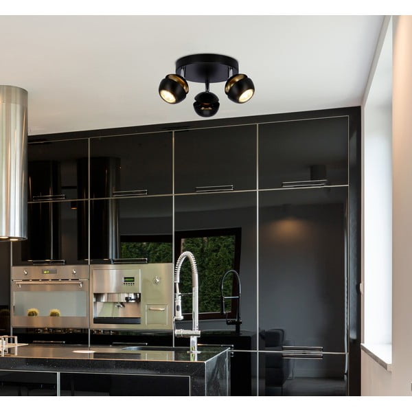 Таванна лампа с метален абажур в черно и златисто 26x26 cm Boni – Candellux Lighting-image-1