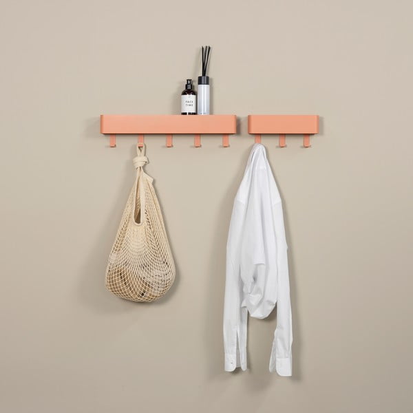 Метална стенна закачалка в цвят сьомга с рафт 52 cm Dax Play – Spinder Design-image-3