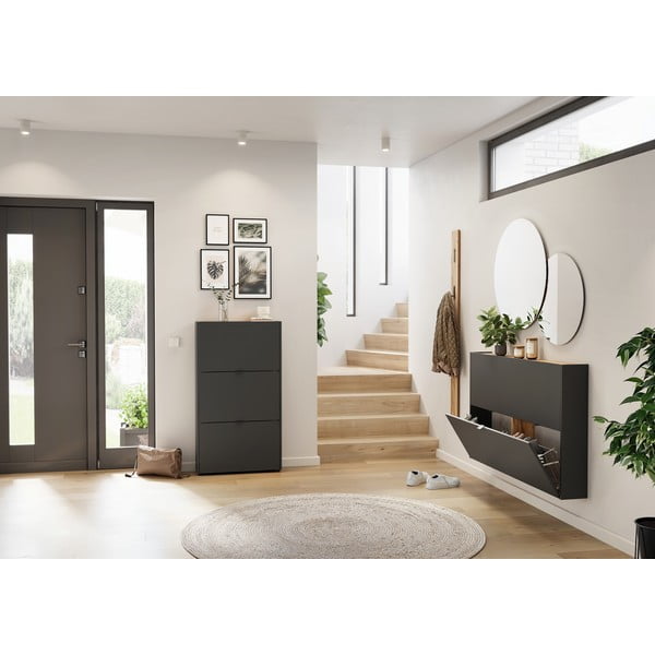 Антрацитна накланяща се стойка за обувки 71x127x22 cm Ameca – Germania-image-4