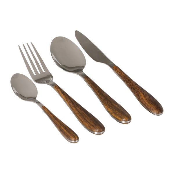 Кафяво-сребристи прибори за хранене 24 бр. от неръждаема стомана – Ixia-image-2