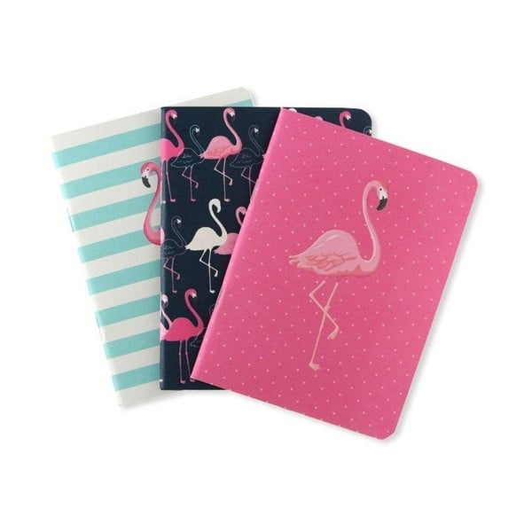 Sada 3 ks zápisníků Go Stationery Flamingo