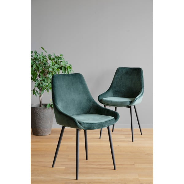 Тъмнозелени кадифени столове за хранене в комплект от 2 Sierra - Rowico-image-1