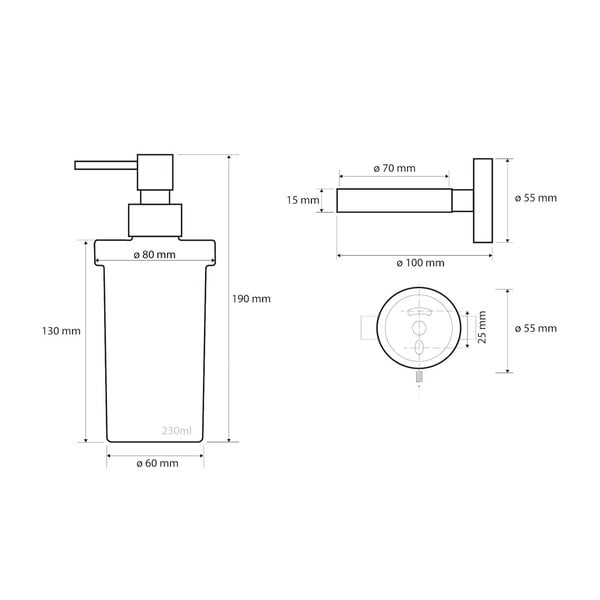 Висящ диспенсър за сапун от неръждаема стомана в сребристо , 250 ml X-Steel - Sapho-image-1