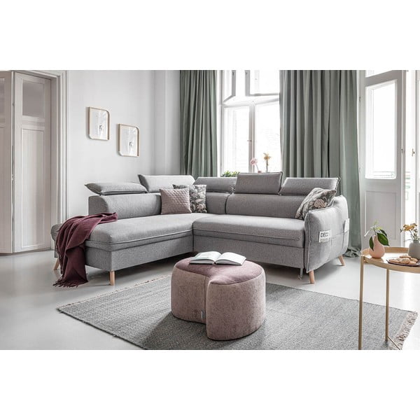 Светлосив ъглов разтегателен диван ляв ъгъл, Sweet Harmony - Miuform-image-3