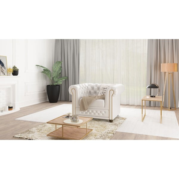 Бял фотьойл от изкуствена кожа York - Ropez-image-1