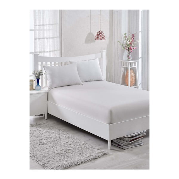 Бяло-сив памучен еластичен чаршаф Barbra, 100 x 200 cm - Mijolnir