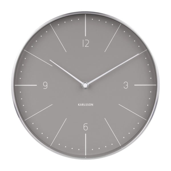 Šedé nástěnné hodiny s detaily ve stříbrné barvě Karlsson Normann, ⌀ 28 cm
