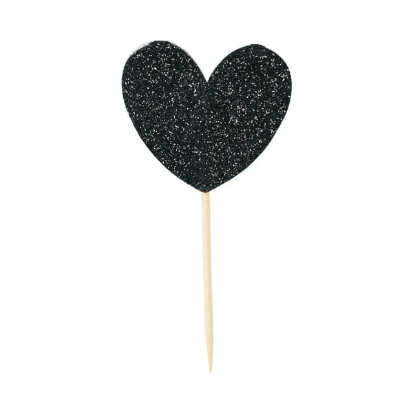 Комплект от 12 черни декорации за торта "Сърце - Miss Étoile
