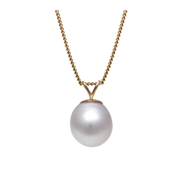 Zlatý náhrdelník s bílou perlou GemSeller Carst