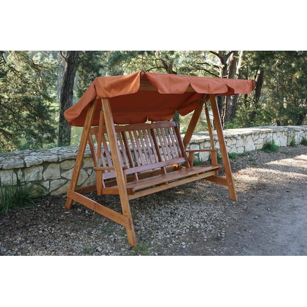 Кафява градинска люлка от масивно дърво Luisa – Rojaplast-image-2