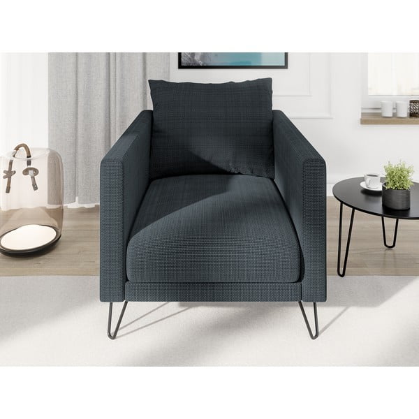 Тъмносиво шенилово кресло Freya – Ropez-image-1