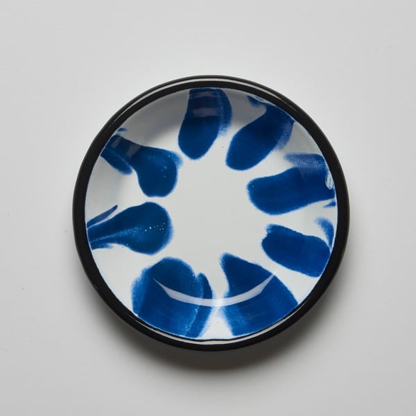 Modrobílý smaltovaný talíř Kapka Little Color, Ø 12 cm
