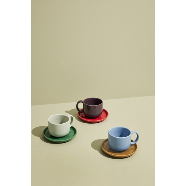 Керамична чаша в зелено и кремаво Amare - Hübsch-image-2