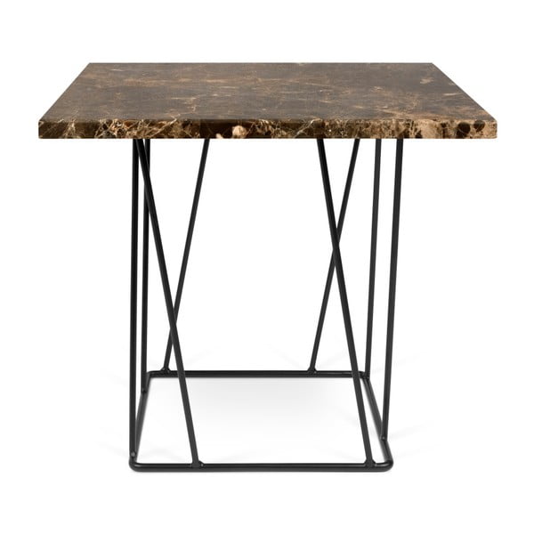 Hnědý mramorový konferenční stolek s černými nohami TemaHome Helix, 50 x 50 cm