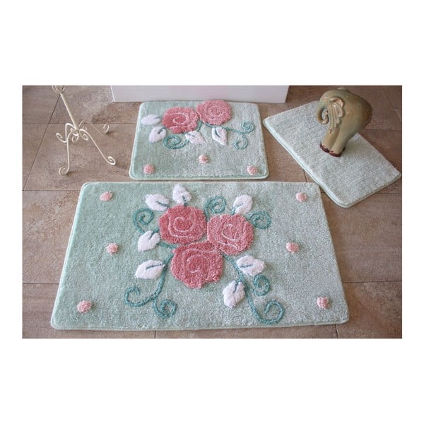 Комплект от 3 килимчета за баня Цветя - Foutastic
