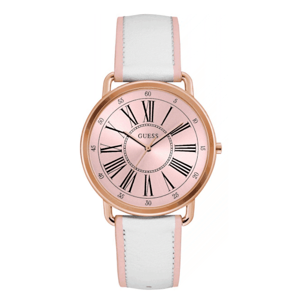 Дамски часовник с бяла каишка от естествена кожа W0032L8 - Guess