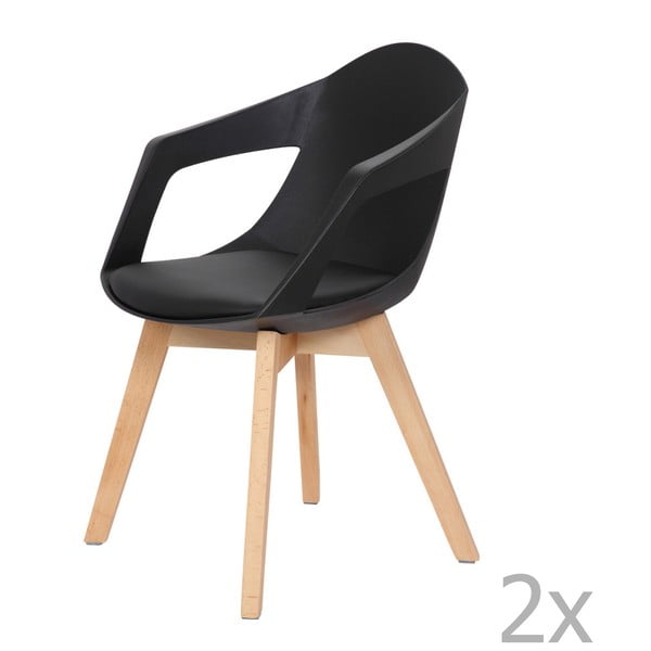 Комплект от 2 черни трапезни стола Robin - 360 Living