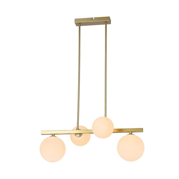 Висящо осветително тяло със стъклен абажур в бяло и златисто Kama – Candellux Lighting-image-2