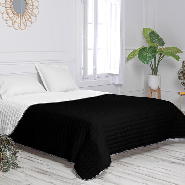 Черно-бяла памучна ватирана покривка за легло 240x260 cm Dash - Happy Friday