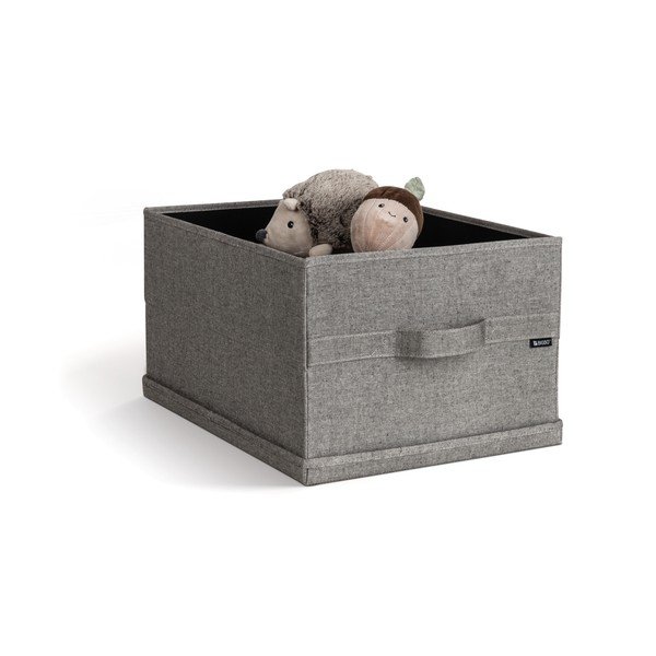 Сива текстилна кутия за съхранение с капак 36x46x25 cm Soft Storage Large – Bigso-image-2
