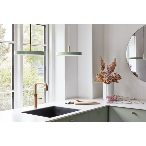 Светлозелена LED лампа за окачване с метален абажур ø 31 cm Asteria Mini - UMAGE-image-1