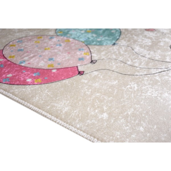 Сетски килим подходящ за пране в розово и цвят слонова кост 100x160 cm Girl & Baloons – Vitaus-image-2
