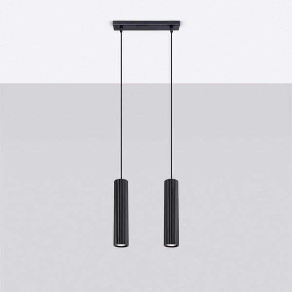 Черно метално висящо осветително тяло Gleam – Sollux-image-2