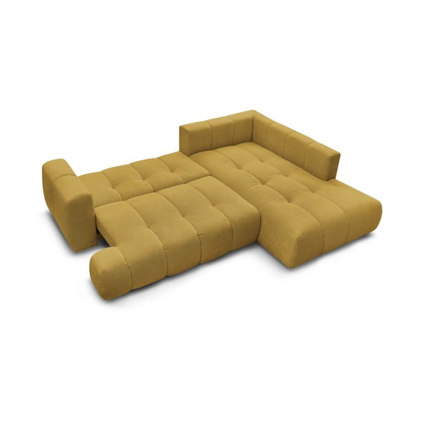 Сгъваем/с място за съхранение ъглов диван в цвят горчица (десен ъгъл/L форма) Fuji – Bobochic Paris-image-4
