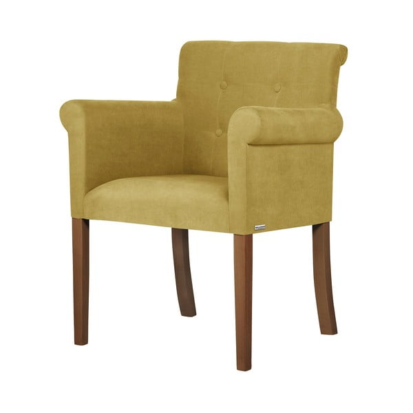 Жълт стол с крака от тъмнокафява букова дървесина Flacon - Ted Lapidus Maison