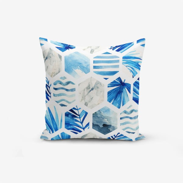 Калъфка за възглавница с памучна смес Blue Geometric, 45 x 45 cm - Minimalist Cushion Covers