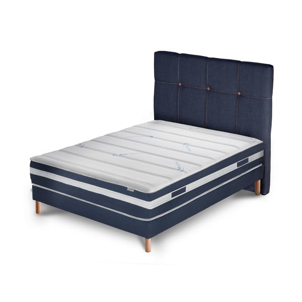 Tmavě modrá postel s matrací Stella Cadente Maison Venus, 140 x 200  cm