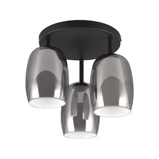 Таванно осветително тяло със стъклен абажур ø 14 cm в черно-сребристо Barret - Trio Select