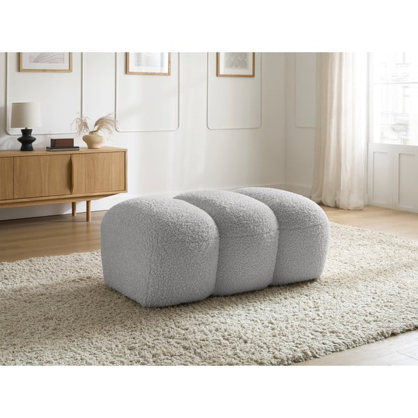 Светлосива табуретка  от прежда с примки от букле Hippolyte – Bobochic Paris-image-1