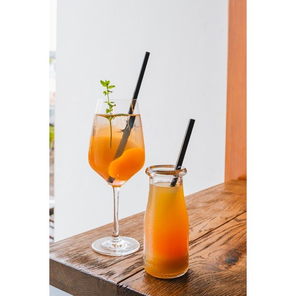 Комплект от 6 черни стъклени сламки за пиене с дължина 20 cm - Vialli Design-image-3