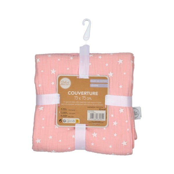 Розово муселиново бебешко одеяло 75x75 cm – Bébé Douceur-image-3